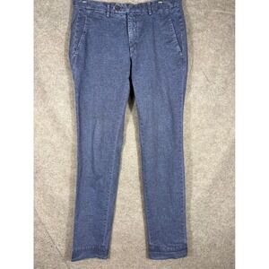 Michael Coal Italy MC-MARLON Blue Herringbone Regular Fit Trousers Mens 32x32